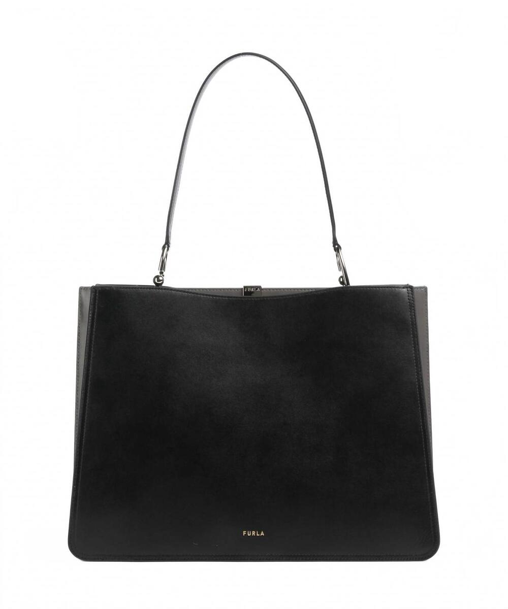 NEW FURLA women's agata l tote bag in nero/urban gray